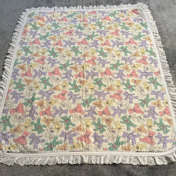 Handmade Vintage Teddy Bear Throw~ Great Condition - Picture 2 of 3